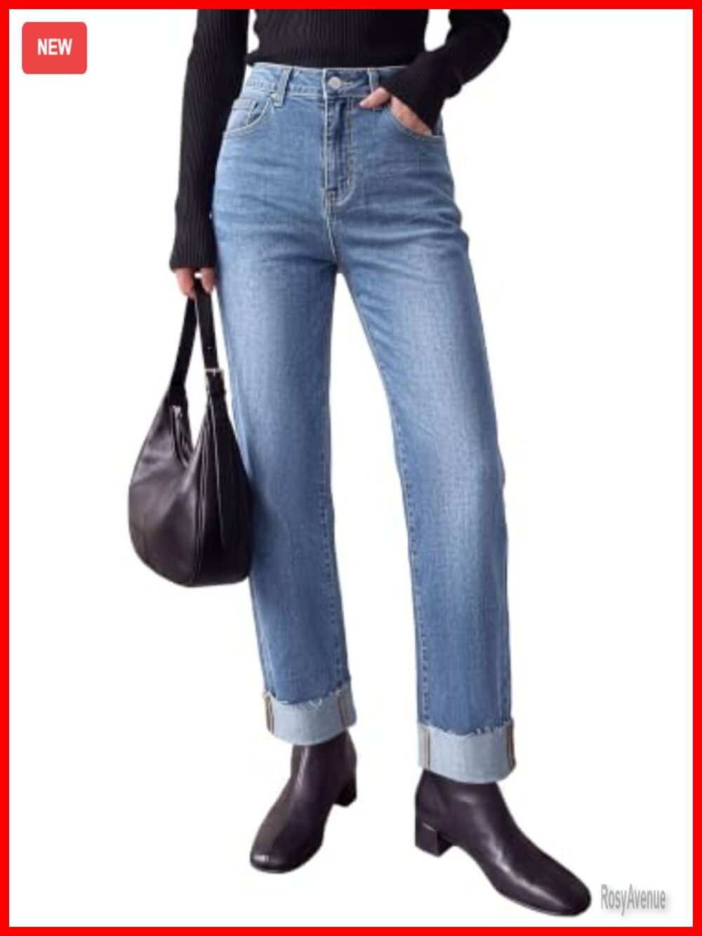 High Waisted Wide Leg Baggy Jeans Stretchy Raw Hem Casual Pants